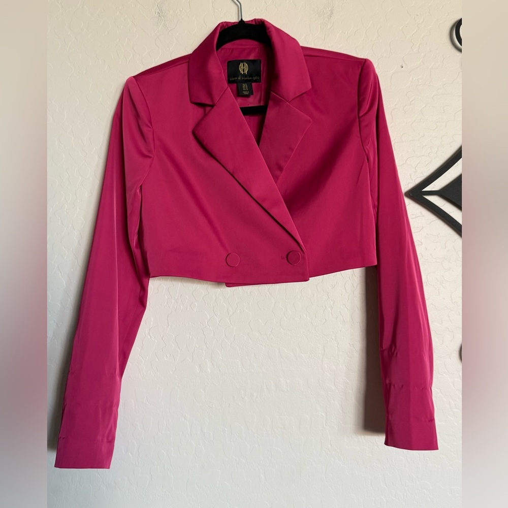 HOUSE OF HARLOW 1960 Fushia Cropped Double-Breasted Women's Blazer - 6